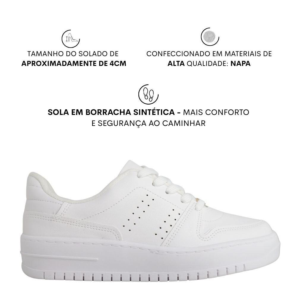 Tenis Feminino Conforto Casual Basico Estilo Vizzano 1389121 Branco 2