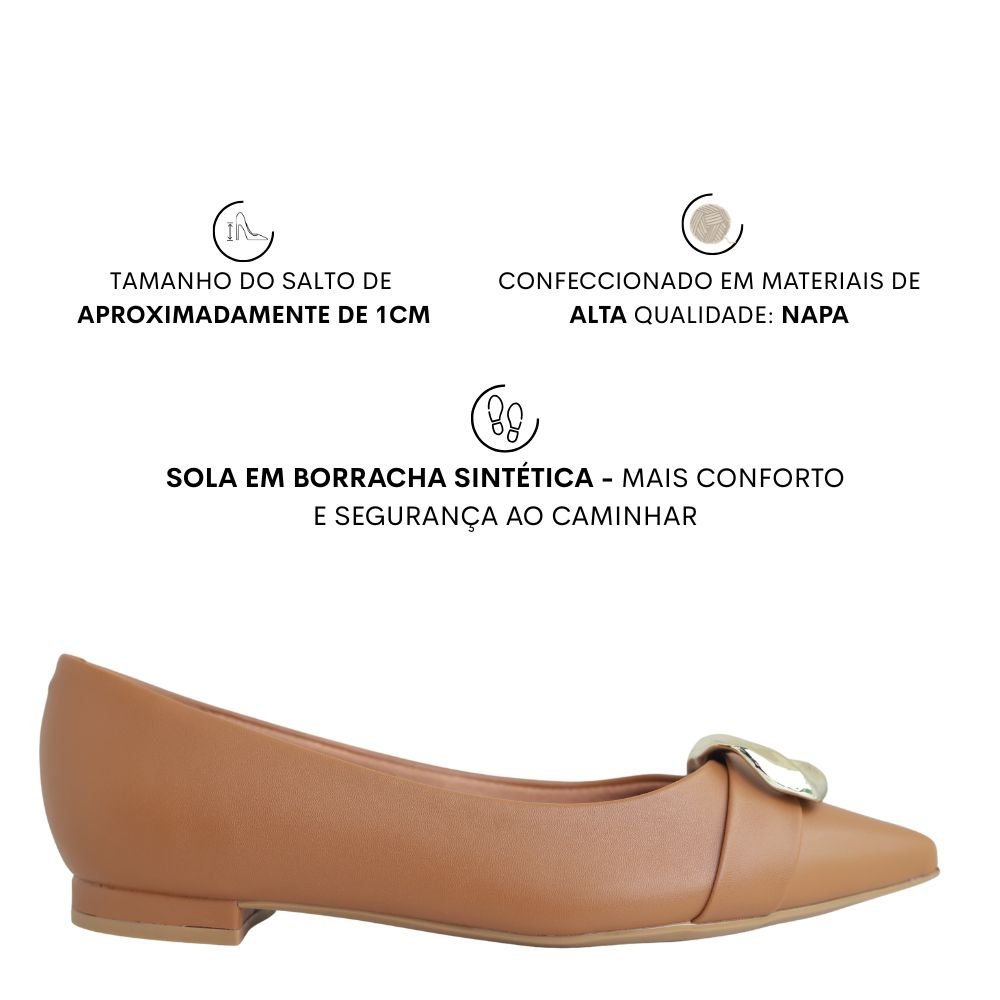 Sapatilha Feminina Casual Fivela Bico Fino Vizzano 1206.1010 Caramelo 2