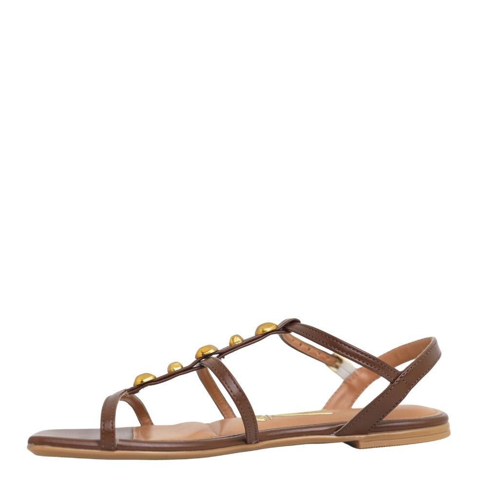 Sandália Feminina Rasteira Vizzano Tiras Pedraria 6513.218 Marrom 3