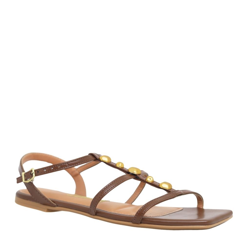Sandália Feminina Rasteira Vizzano Tiras Pedraria 6513.218 Marrom 4