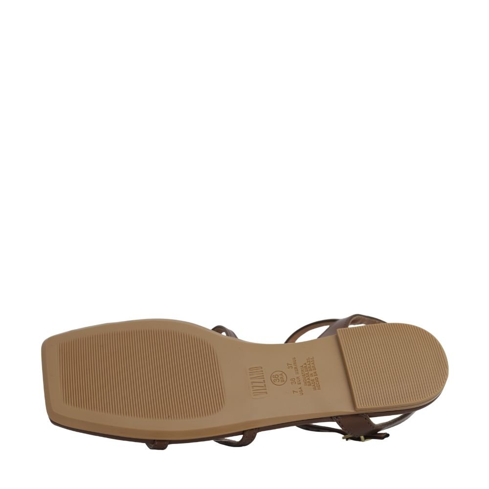Sandália Feminina Rasteira Vizzano Tiras Pedraria 6513.218 Marrom 5