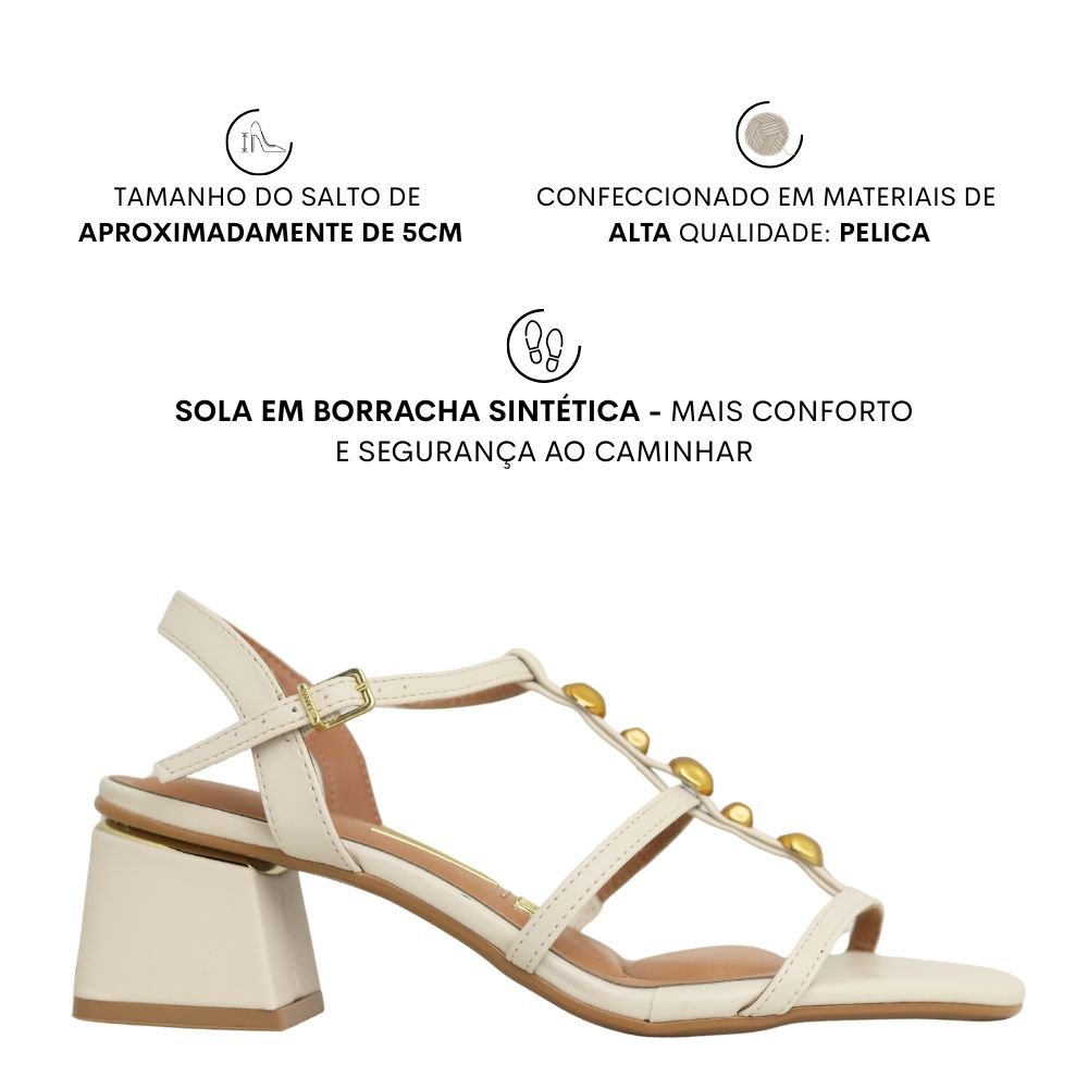 Sandália Casual Feminina Salto Bloco Médio Vizzano 6428.153 Branco 2