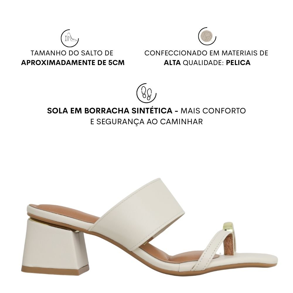 Tamanco Sandália Feminino Vizzano Salto Baixo Grosso 6428148 Branco 2