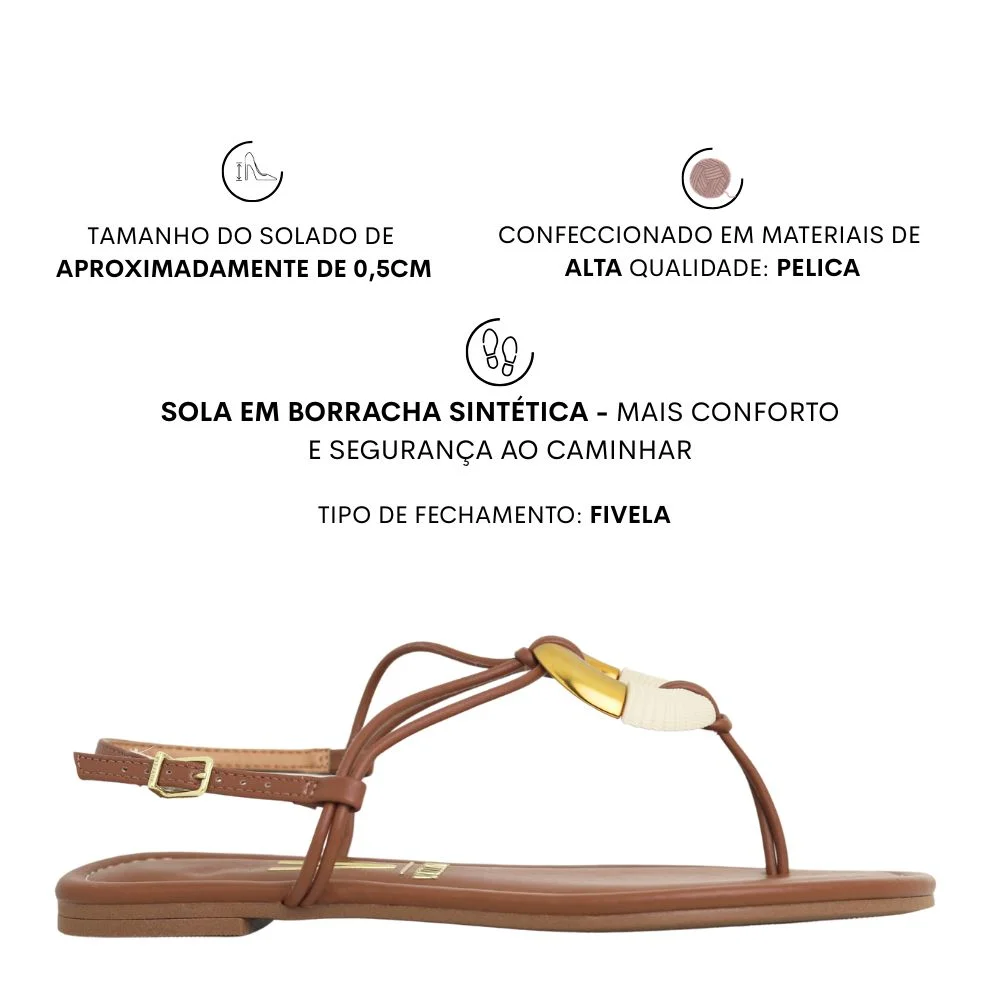 Sandália Vizzano Rasteira Detalhe nas Tiras Confort 63711001 Marrom 2