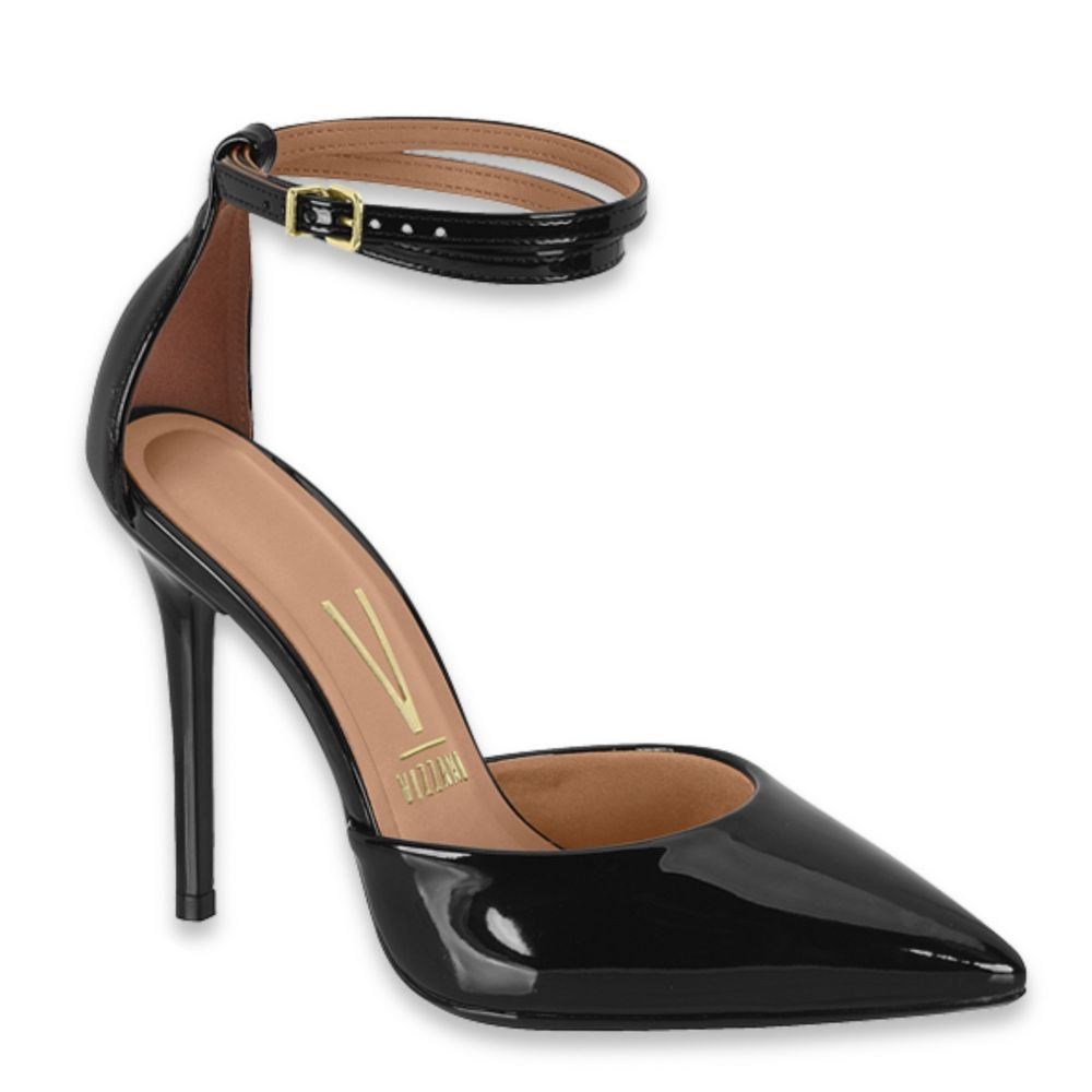 Sapato Scarpin Vizzano Tiras Tornozelo Salto Agulha Preto