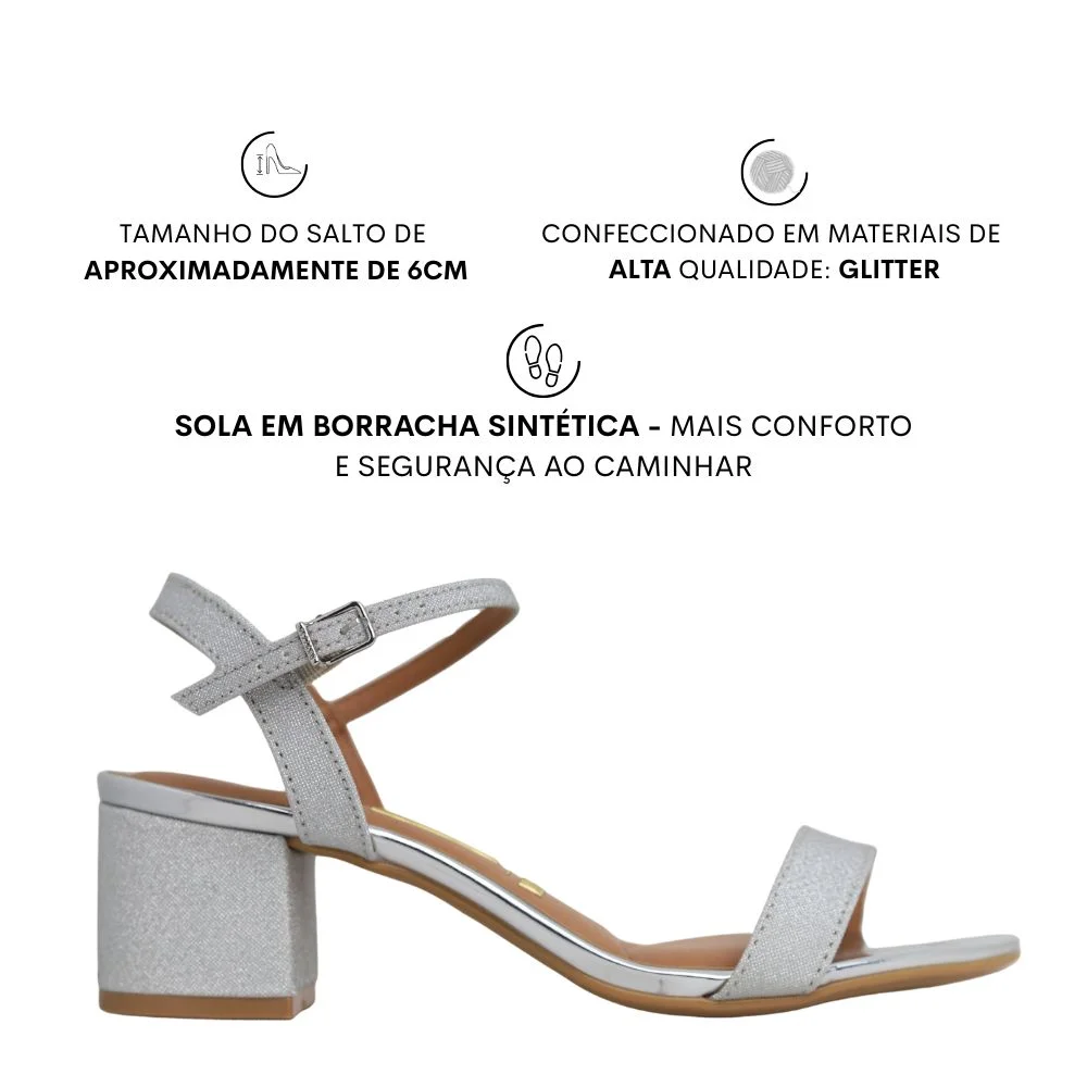 Sandália Feminina Salto Baixo Vizzano 6291.900 Prata 2