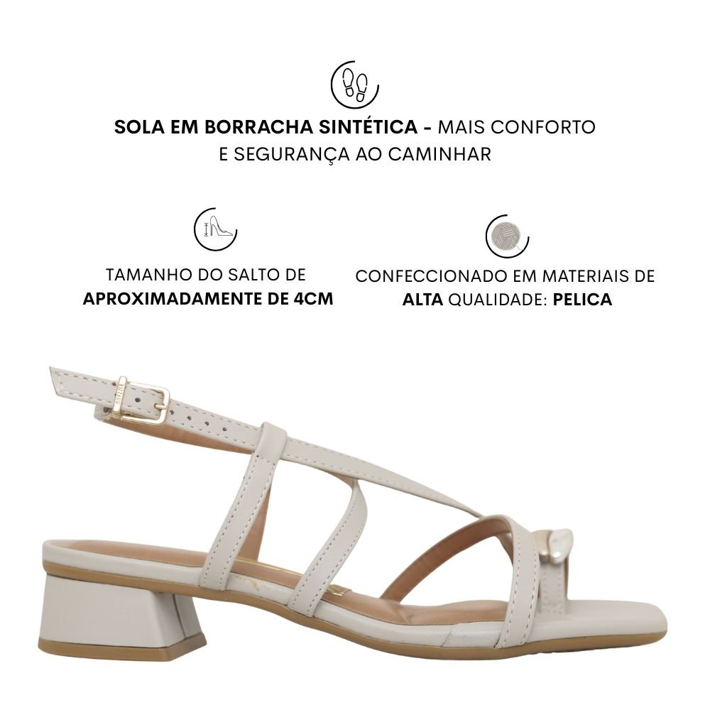 Sandália Feminina Vizzano Salto Baixo Tiras Dedo 6454.123 Branco 2