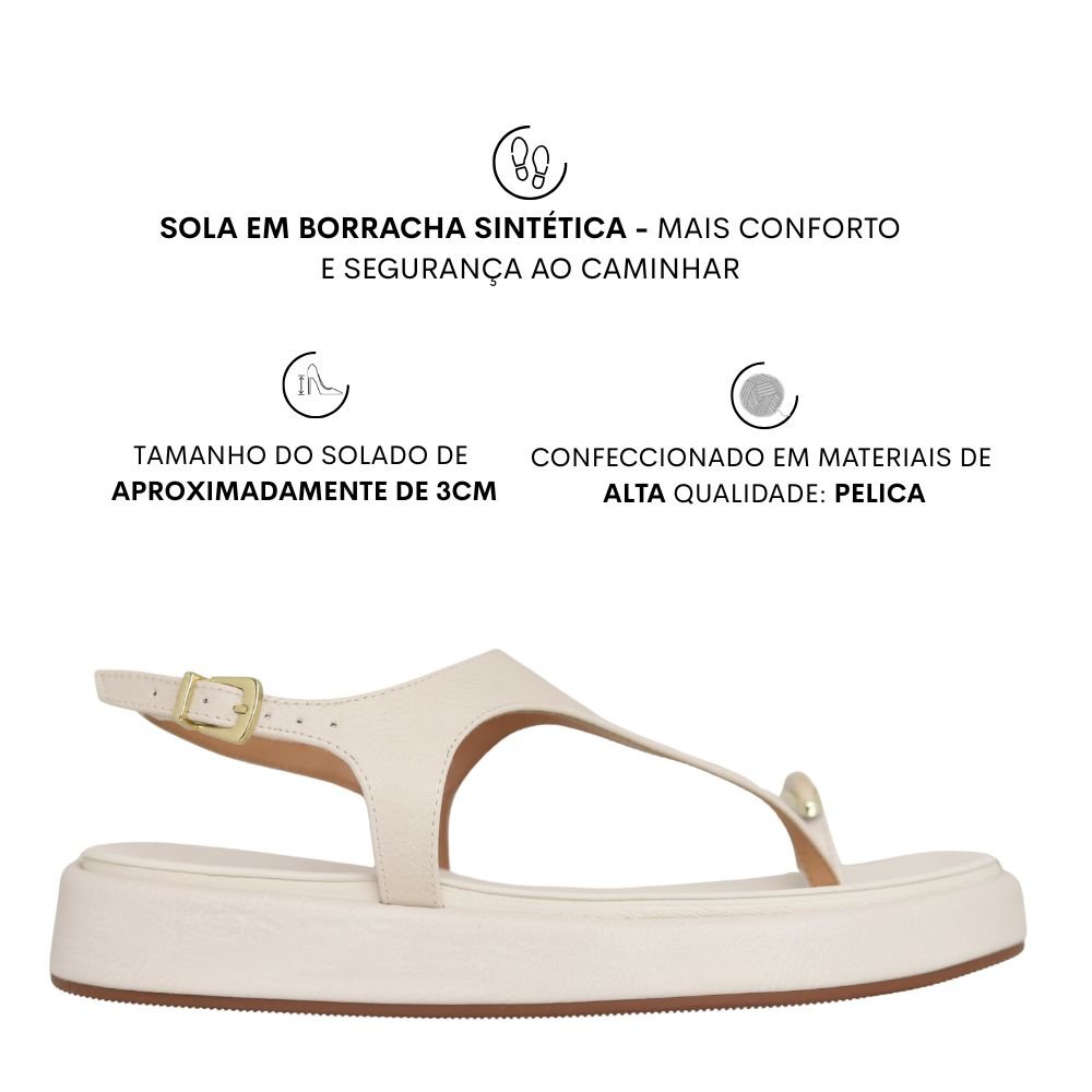 Sandália Flatform Feminina Conforto Estilo Vizzano Fivela Branco 2