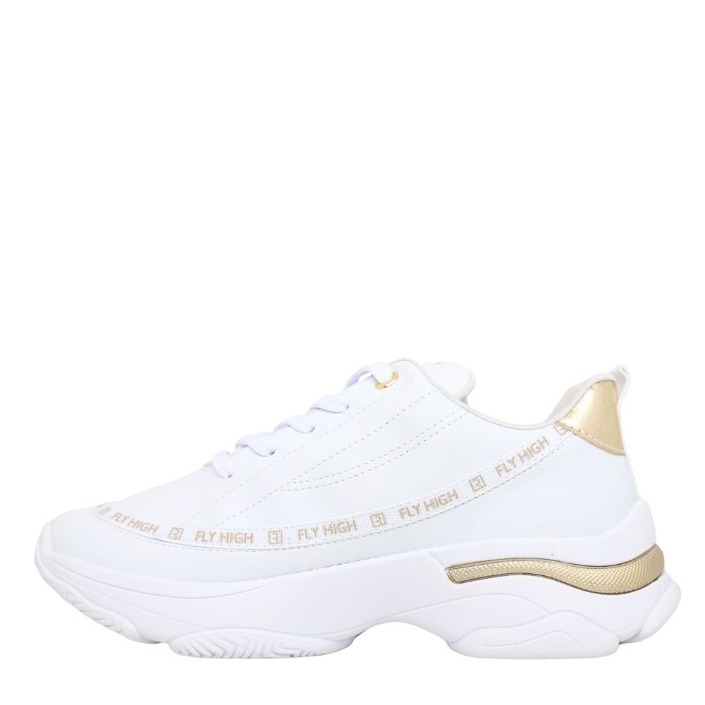Tênis Feminino Ramarim Chunky Sneaker Casual Flyeasy 25-74201 Branco/Dourado 3