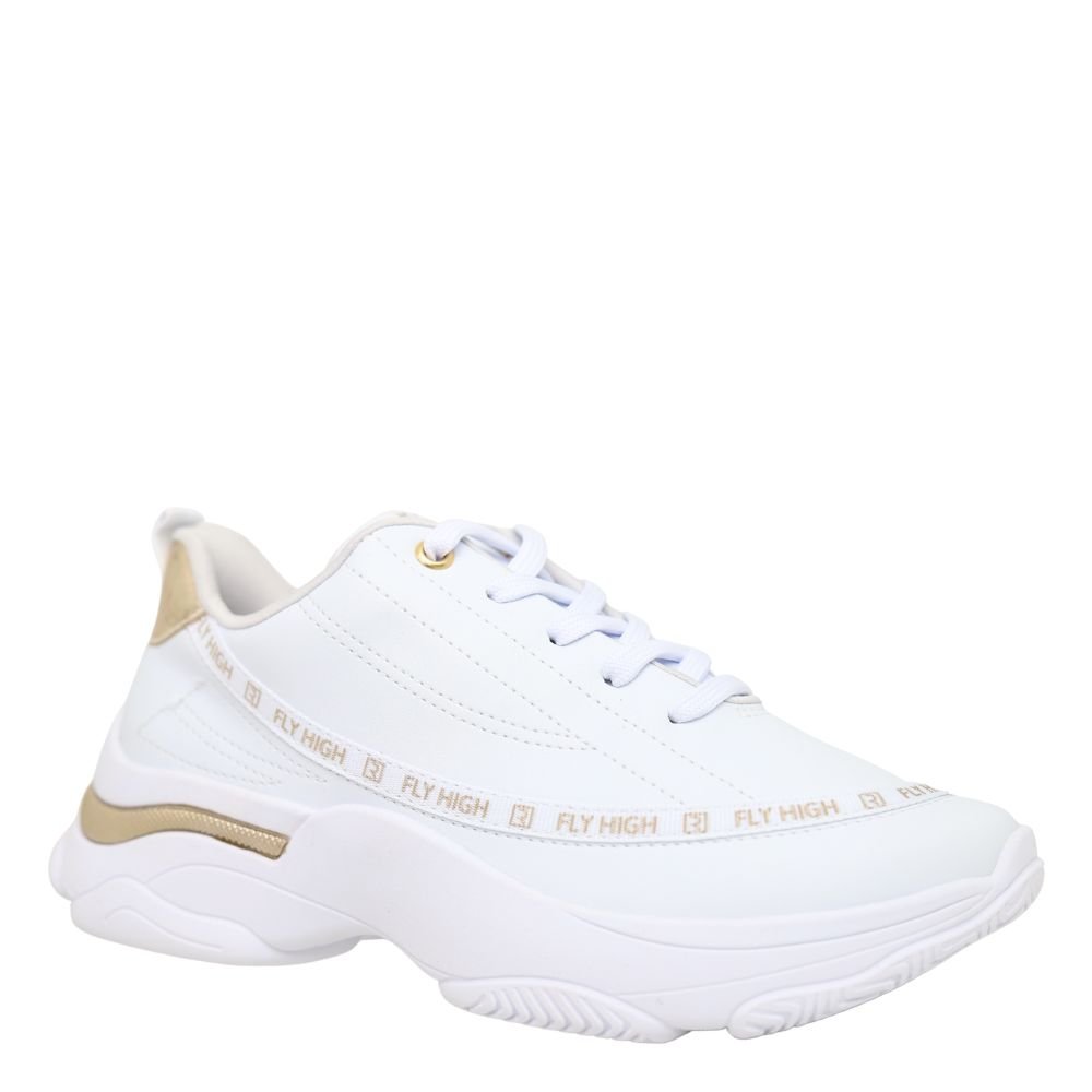 Tênis Feminino Ramarim Chunky Sneaker Casual Flyeasy 25-74201 Branco/Dourado 4