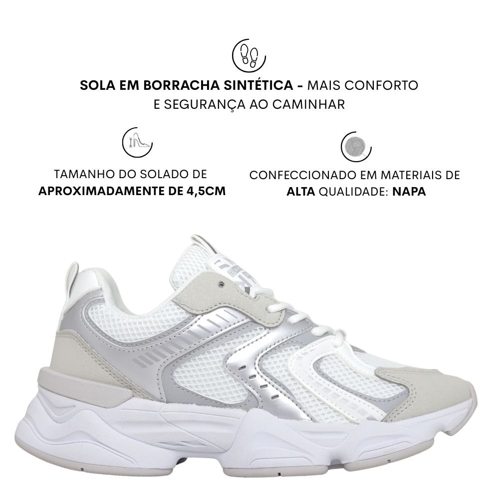 Tênis Ramarim Chunky Dad Sneaker Plataforma Casual 25-90131 Branco/Cinza 2