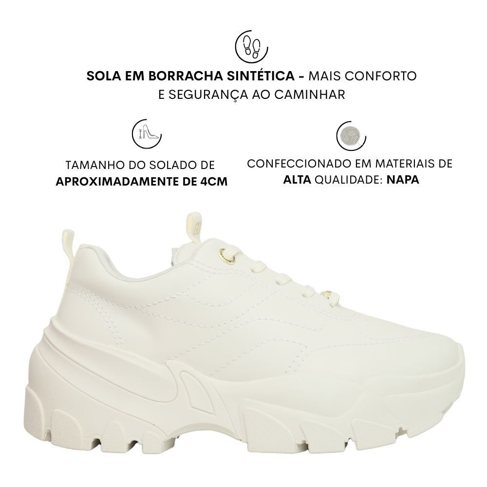Tênis Ramarim Chunky Dad Sneaker Plataforma Casual 25-86201 Bege 2