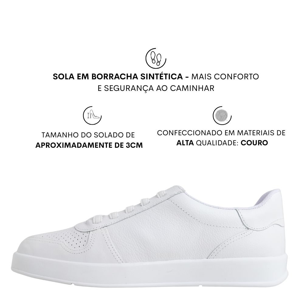 Tênis Feminino Couro Conforto Flatform Bottero 364902 Branco 3