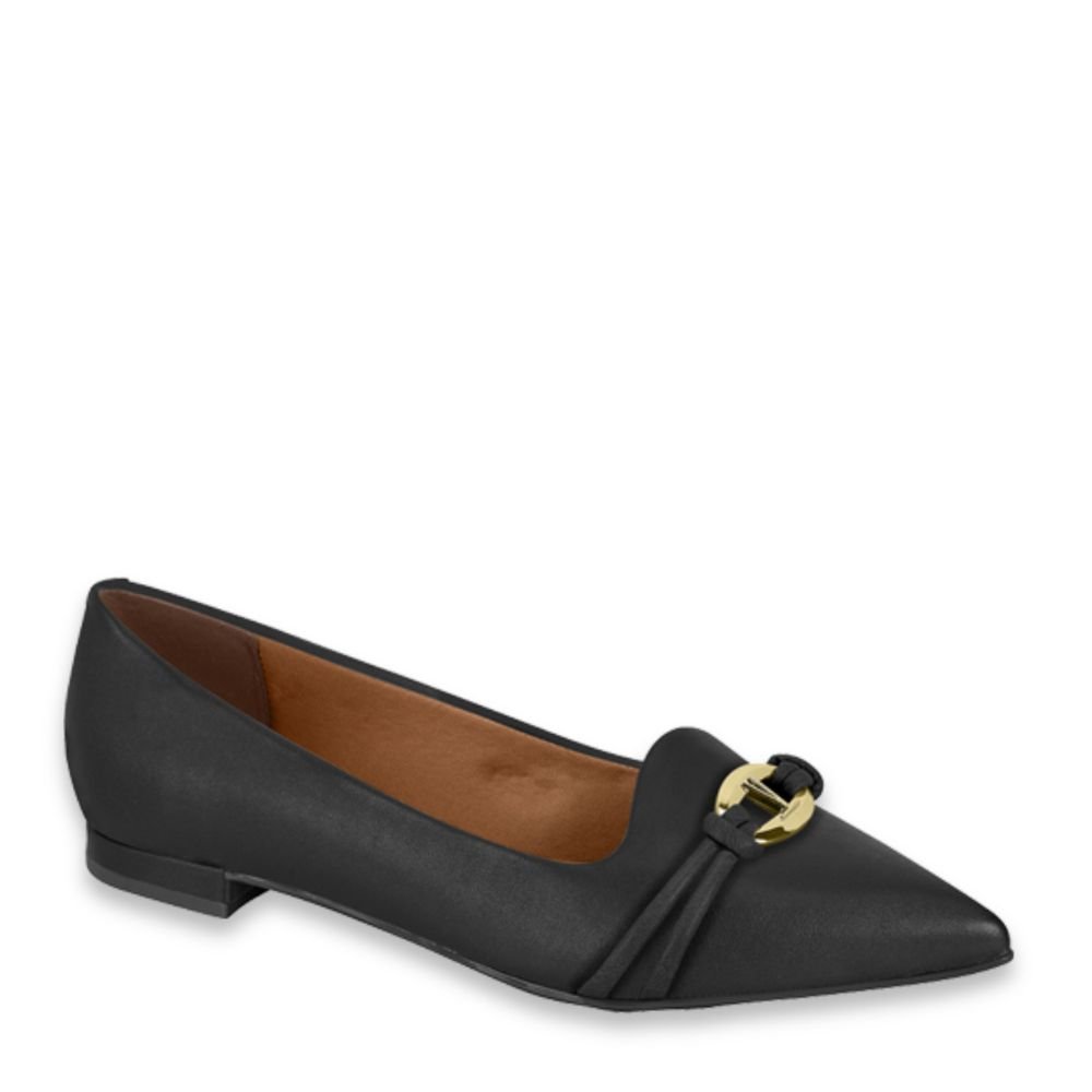 Sapato Feminino Conforto Fivela Bico Fino Vizzano 12061004 Preto 1