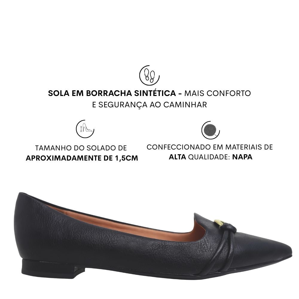 Sapato Feminino Conforto Fivela Bico Fino Vizzano 12061004 Preto 2