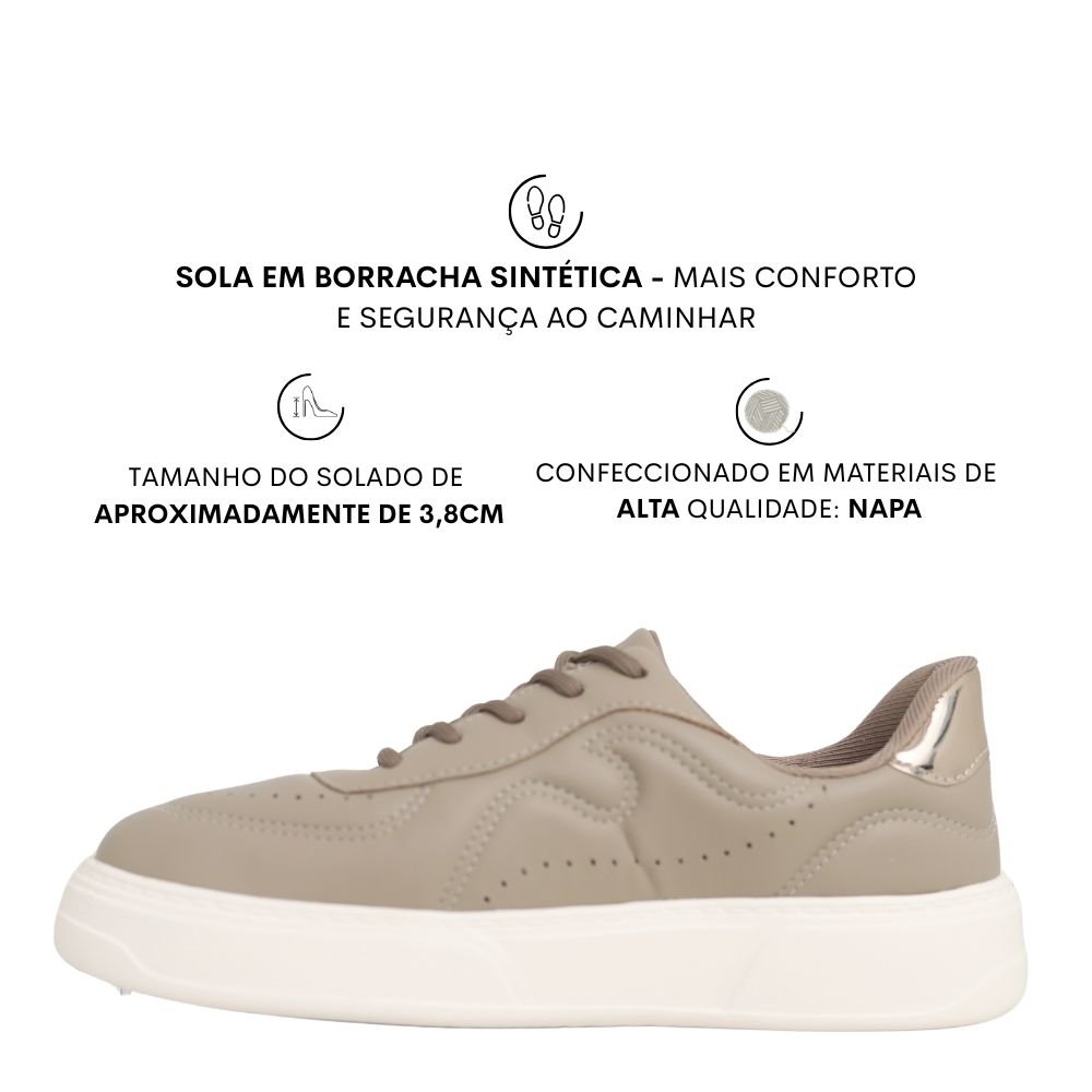 Tenis Casual Feminino Conforto Estilo Dia a Dia Dakota Da514 Marrom 3