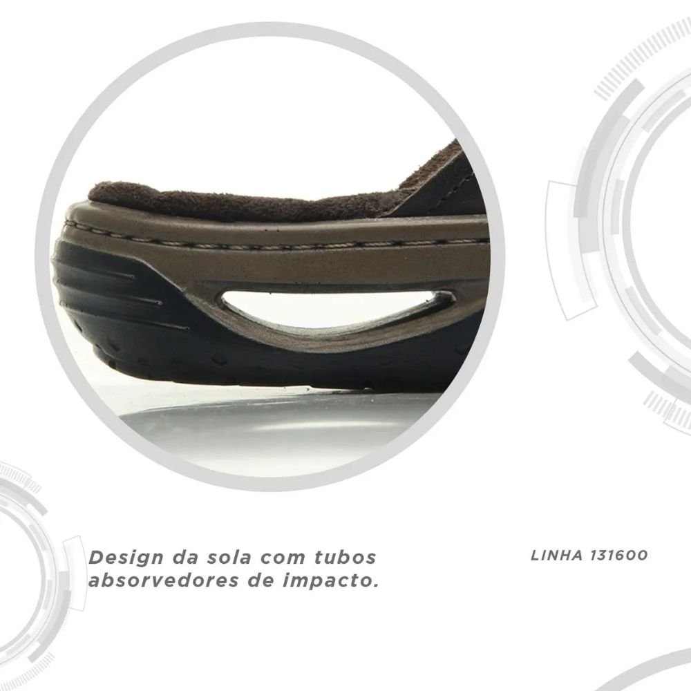 Chinelo Masculino Ortopédico Couro Confortável Pegada 131661 Café 4