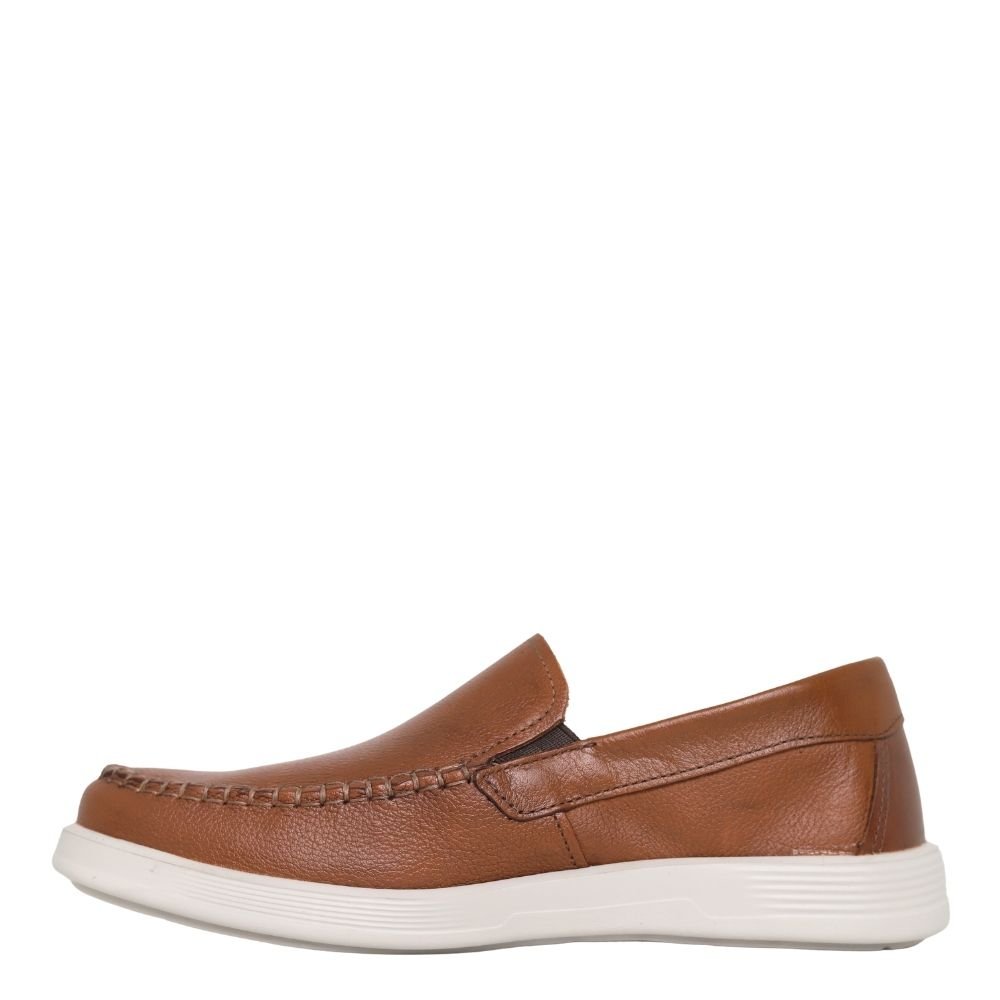 Sapato Masculino Mocassim Calce Facil Couro Pegada 142304 Caramelo 3