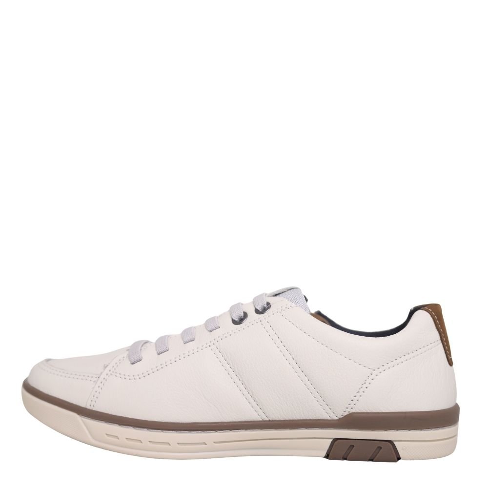 Sapatênis Masculino Confortavel Zíper Couro Pegada 119313 Branco 3