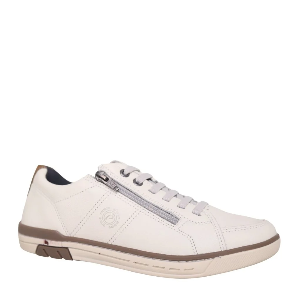 Sapatênis Masculino Confortavel Zíper Couro Pegada 119313 Branco 4