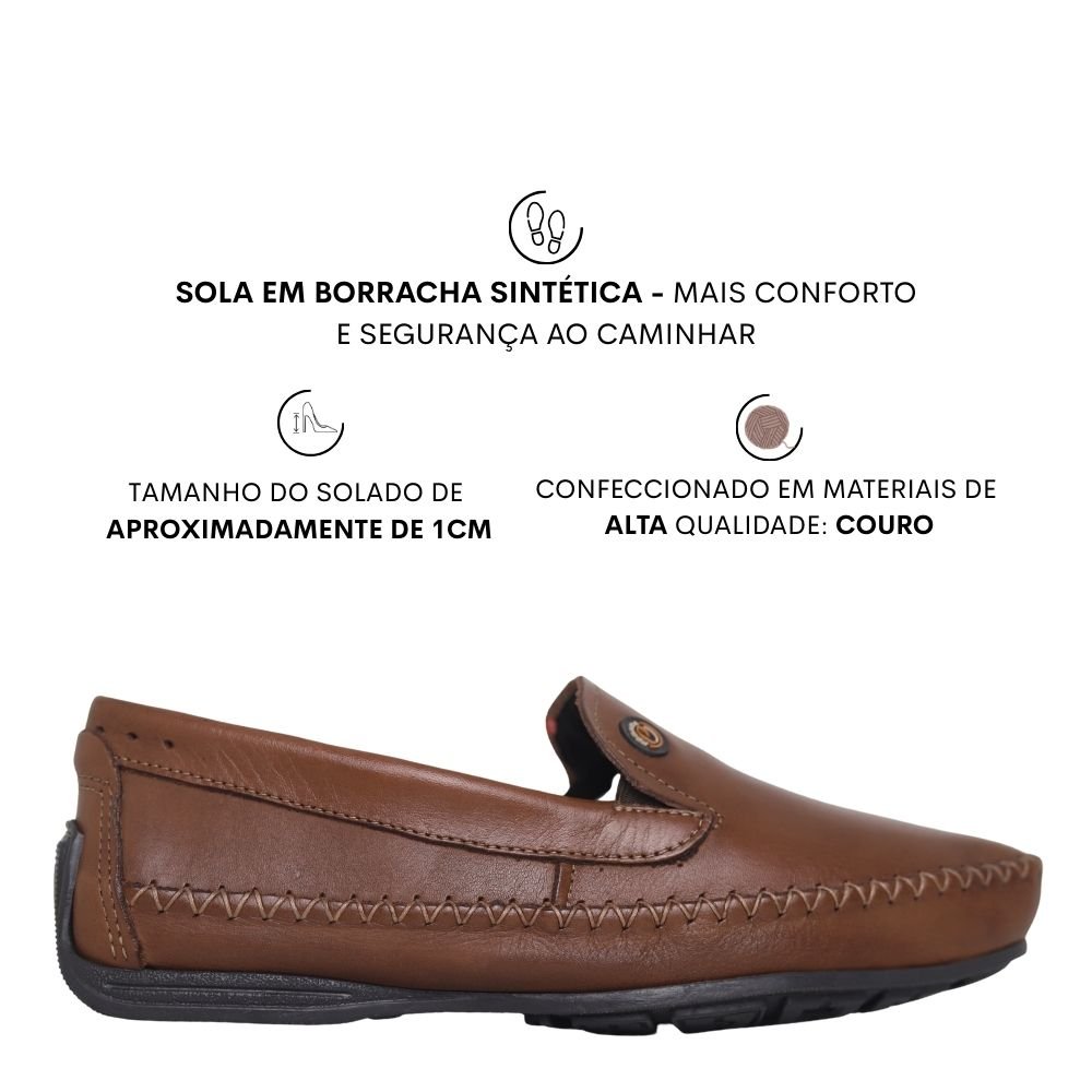 Mocassim Masculino Calce Facil Conforto Couro Pegada 140771 Marrom 2