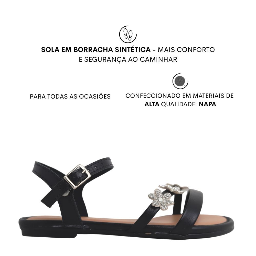 Sandália Infantil Menina Molekinha Strass Estilosa Leve 2157.1091 Preto 2