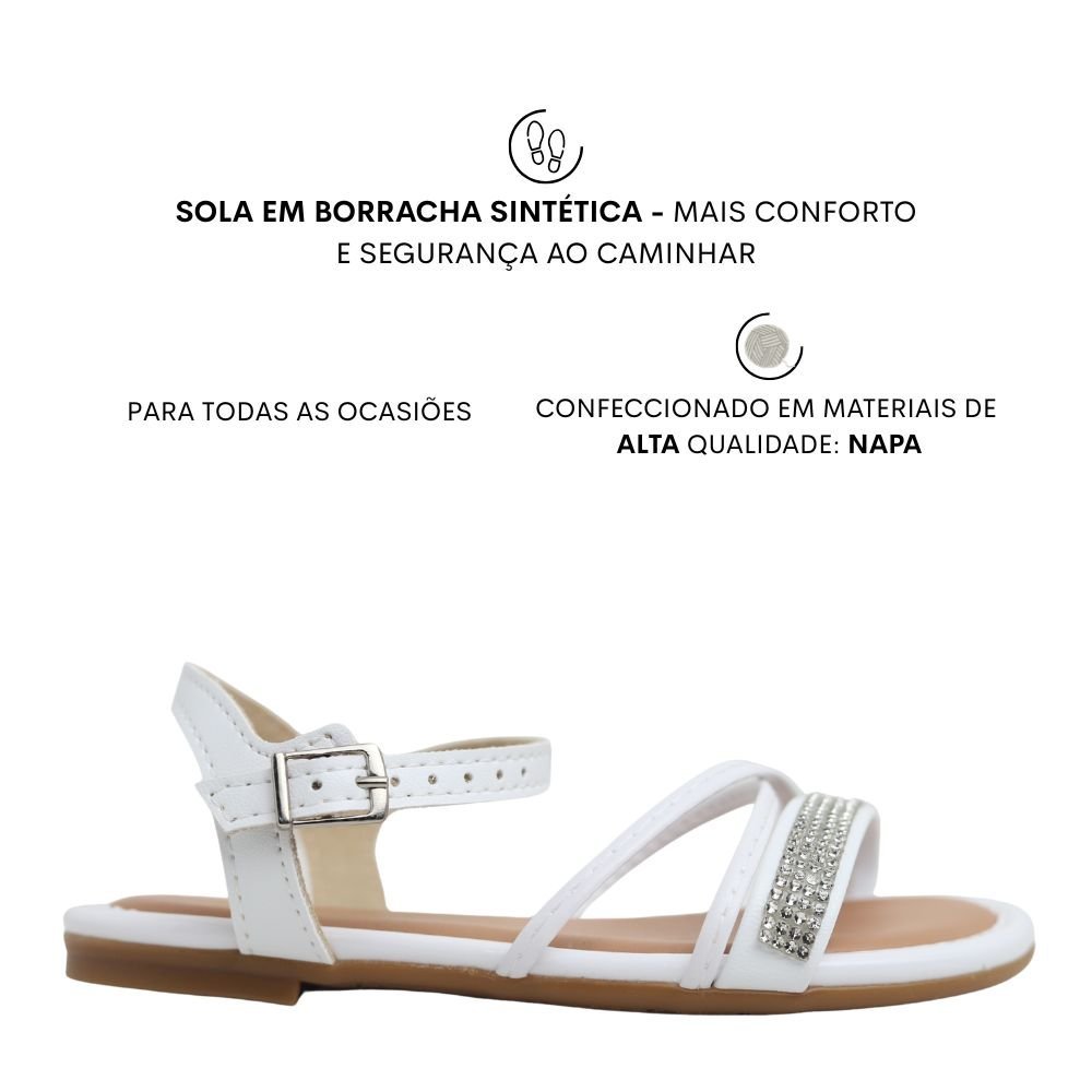 Sandália Infantil Menina Molekinha Strass Estilosa Leve 2157.1091 Branco 2