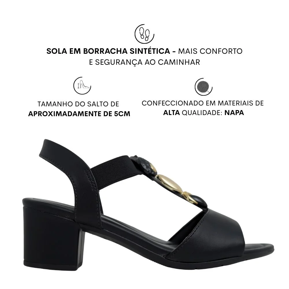 Sandalia Feminina Comfortflex Macia Calce Facil 25-57403 Preto 2