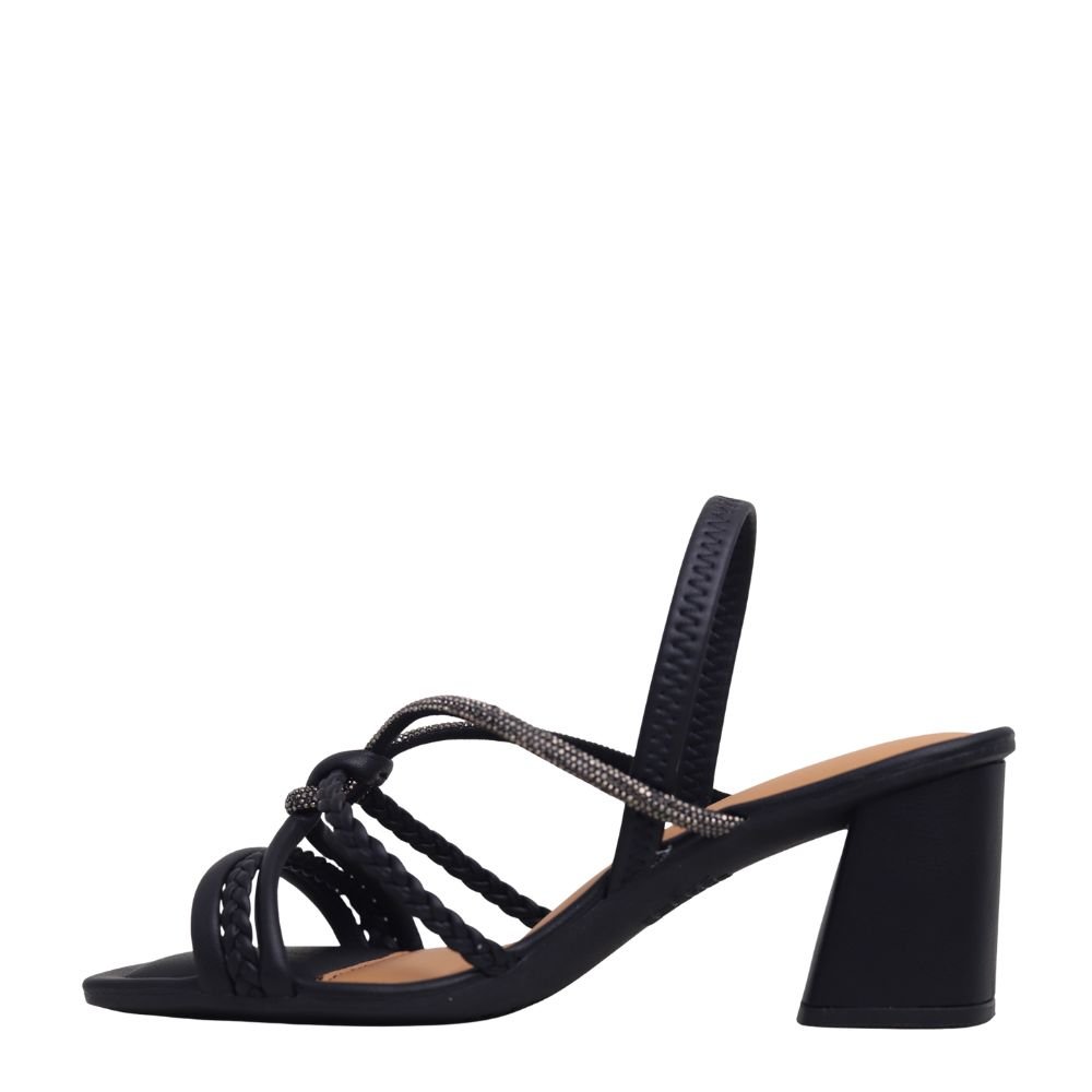 Sandália Feminina Dakota Salto Bloco Brilho Conforto Y9761 Preto 3