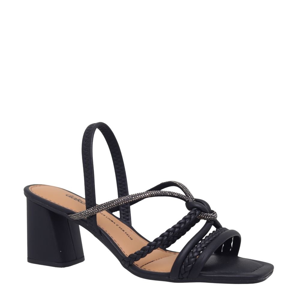 Sandália Feminina Dakota Salto Bloco Brilho Conforto Y9761 Preto 4