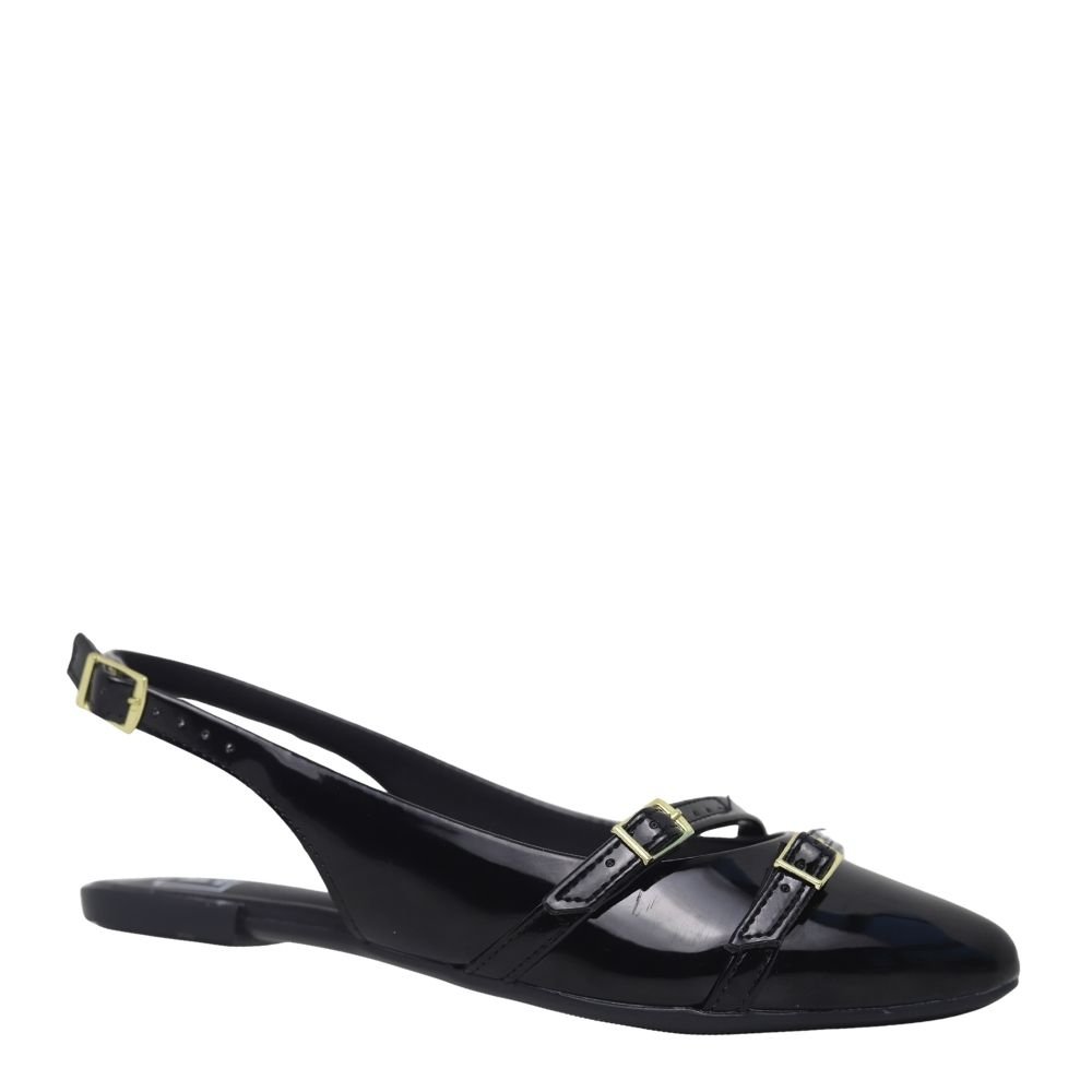 Sapatilha Casual Slingback Fivela Feminina Moleca 5444.332 Preto 4