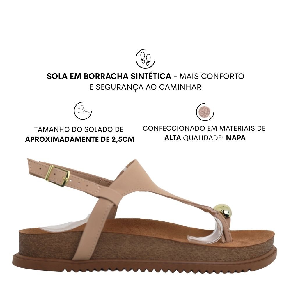 Sandália Papete Feminina Confortável Dedo Beira Rio 8524.109 Bege 2