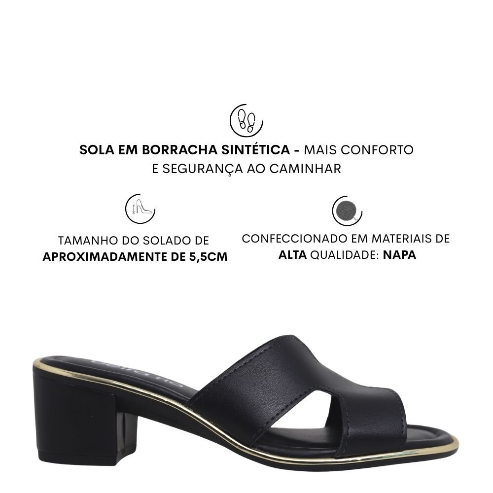 Tamanco Feminino Salto Bloco Confortável Beira Rio 8379.251 Preto 2