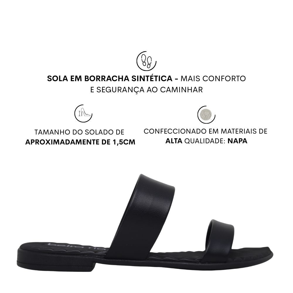 Tamanco Rasteira Feminino Confortável Beira Rio 8519.103 Preto 2