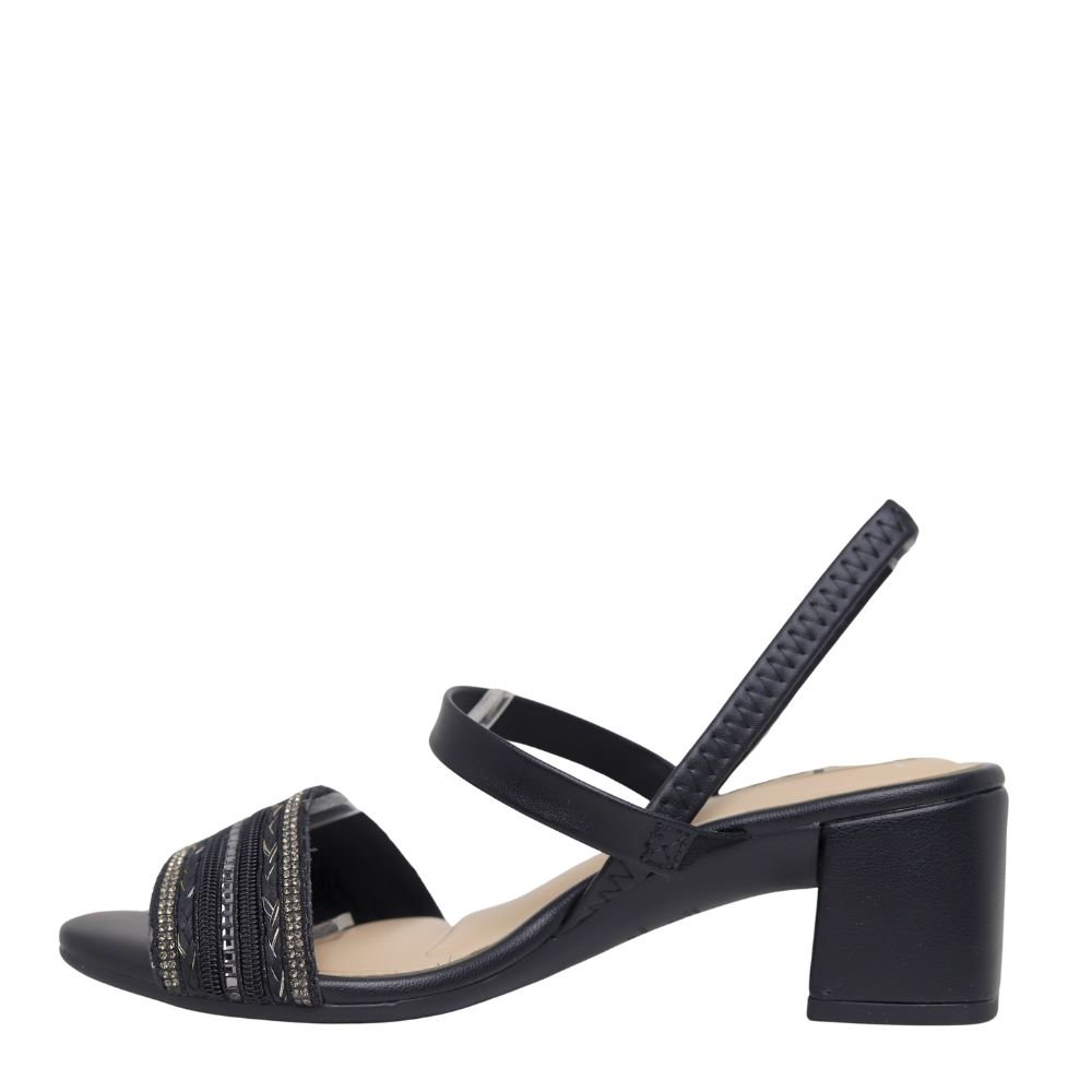 Sandália Feminina Salto Bloco Calce Fácil Moleca 5496.114 Preto 3