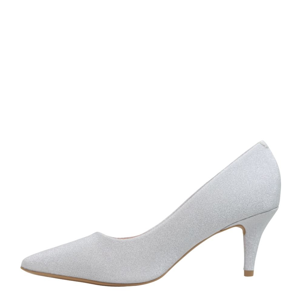 Sapato Feminino Scarpin Salto Baixo Vizzano Glitter 1185.702 Prata 3