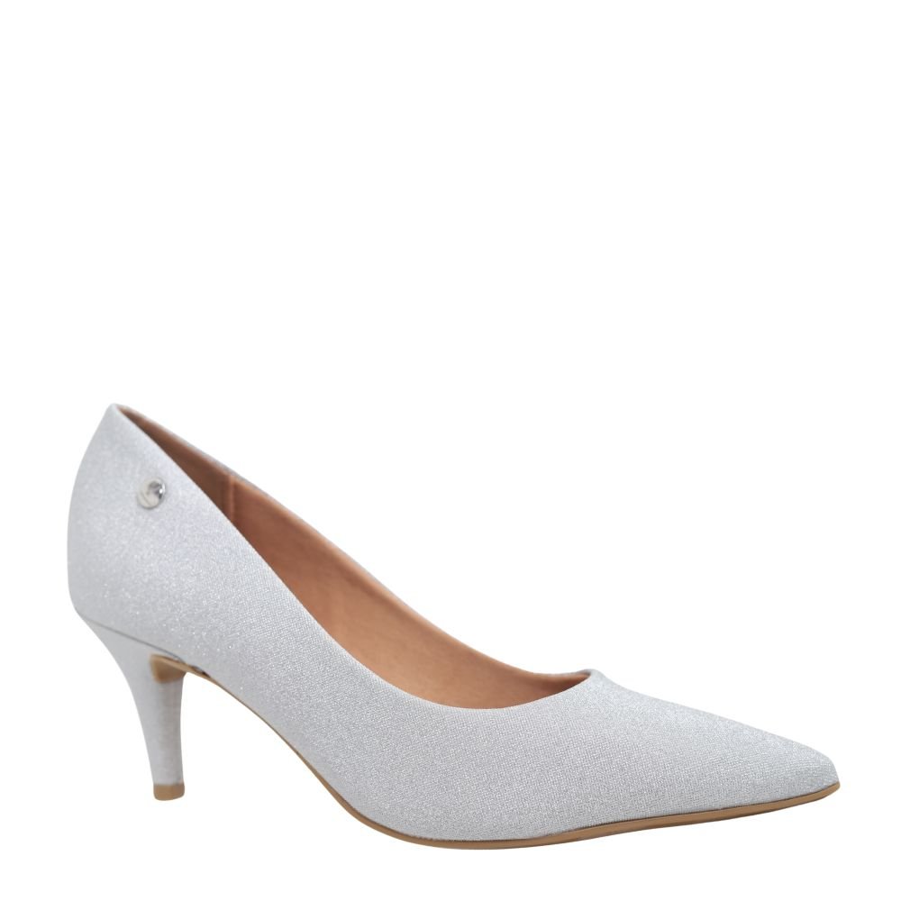 Sapato Feminino Scarpin Salto Baixo Vizzano Glitter 1185.702 Prata 4