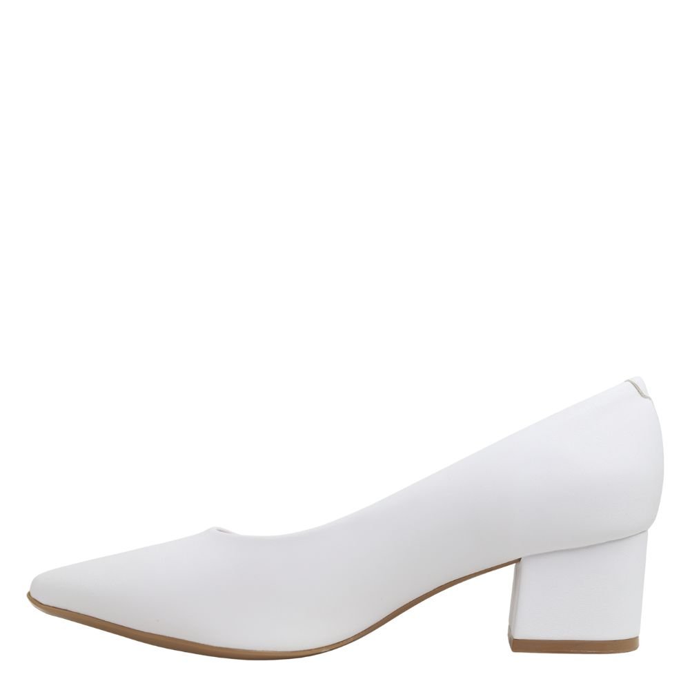 Sapato Feminino Salto Baixo Grosso Bico Fino Vizzano 1220.315 Branco 3