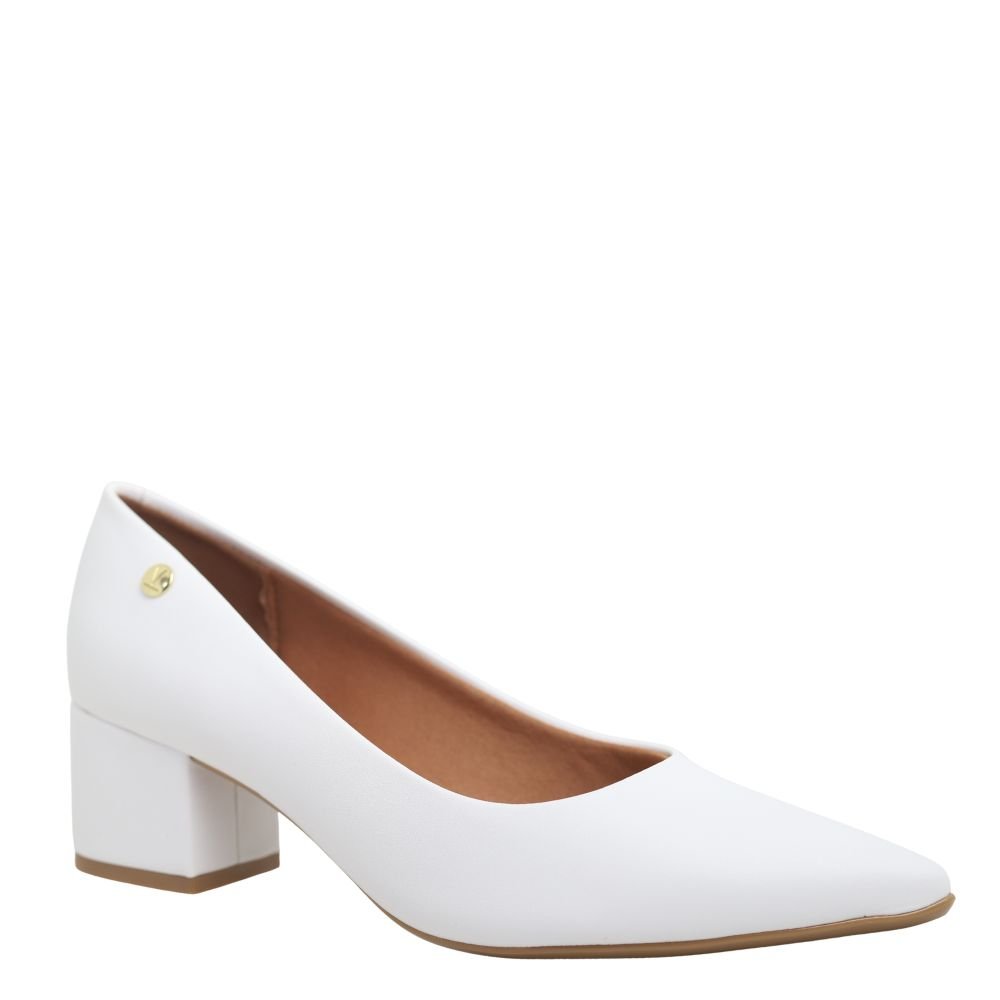 Sapato Feminino Salto Baixo Grosso Bico Fino Vizzano 1220.315 Branco 4
