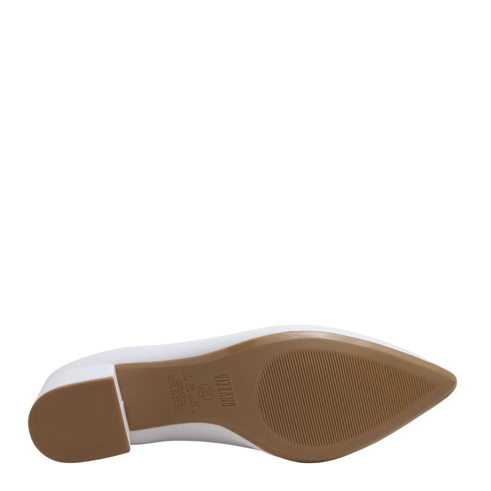 Sapato Feminino Salto Baixo Grosso Bico Fino Vizzano 1220.315 Branco 5