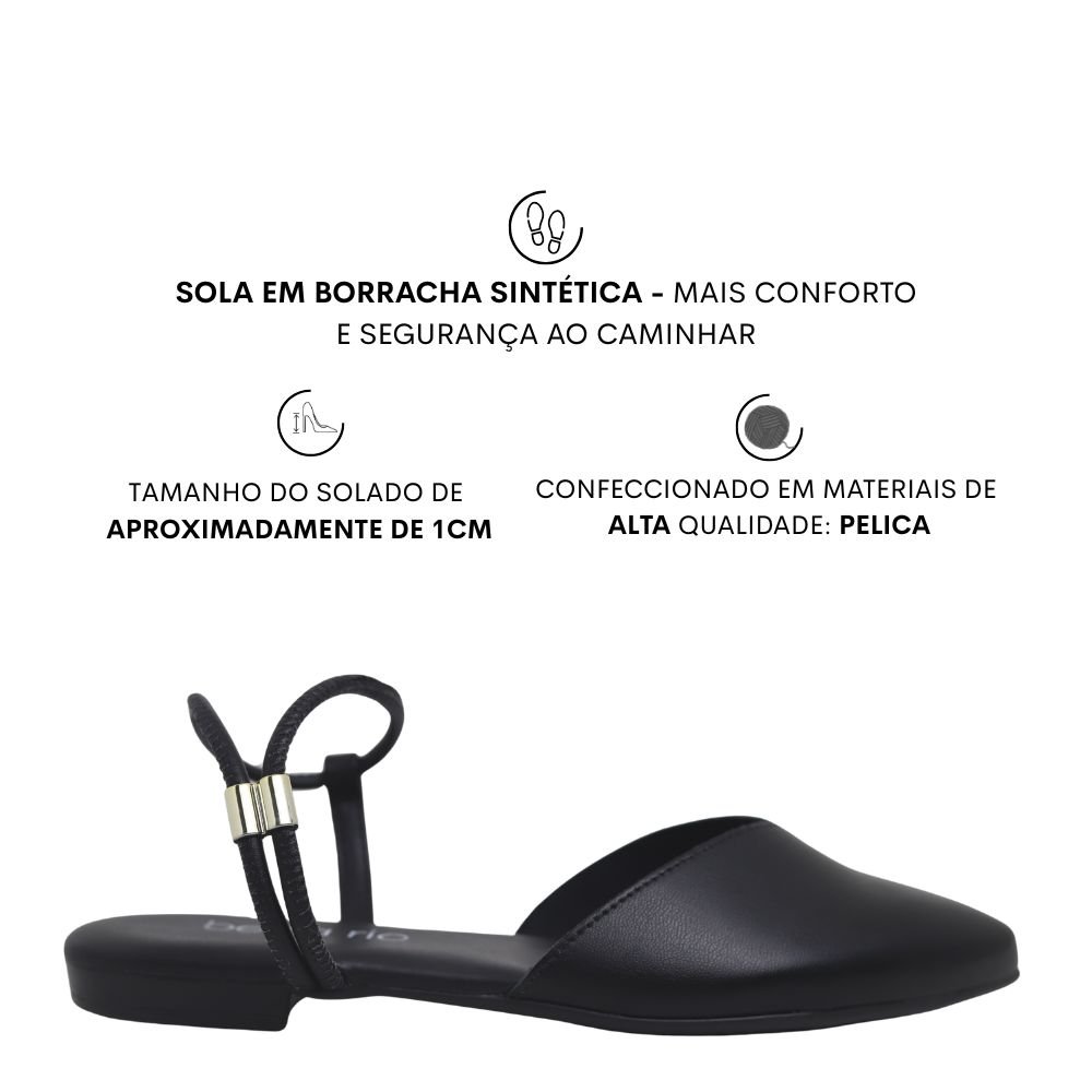 Sapato Mule Feminino Slingback Bico Fino Beira Rio 4134.1015 Preto 2