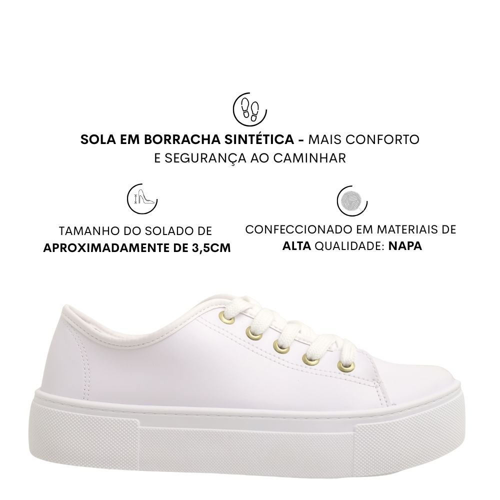 Tênis Feminino Casual Flatform Confortável Moleca 5658.538 Branco 2