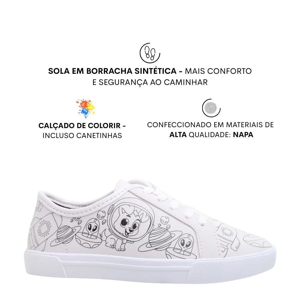 Tenis Infantil Menino Canetas de Colorir Molekinho 2875.100 Branco 2