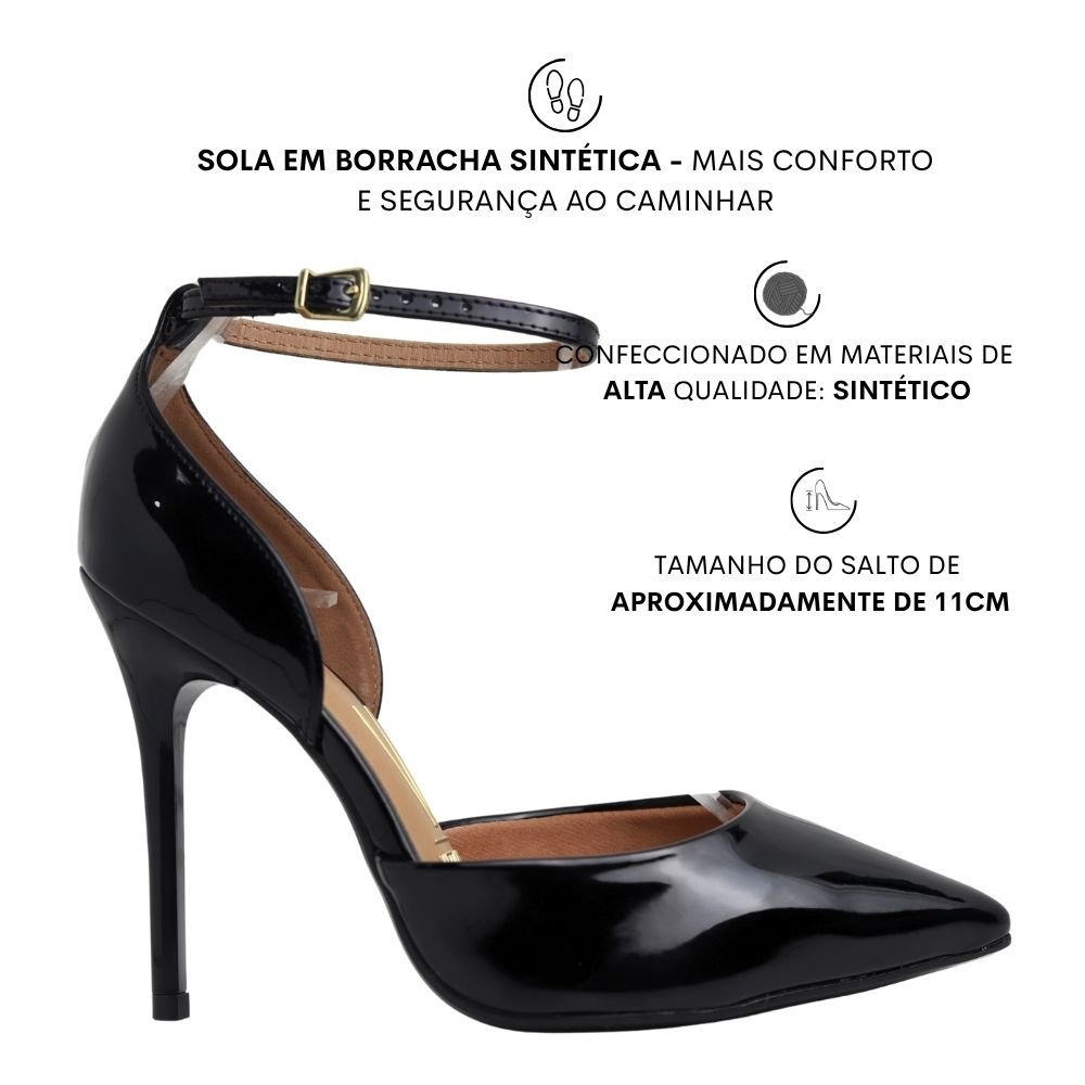 Scarpin Feminino Vizzano Salto Alto Agulha Brilho 1421.116 Preto 2
