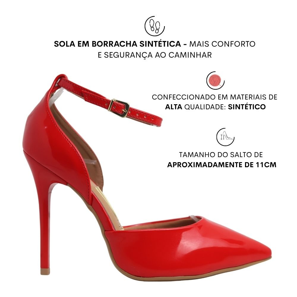 Scarpin Feminino Vizzano Salto Alto Agulha Brilho 1421.116 Vermelho 2