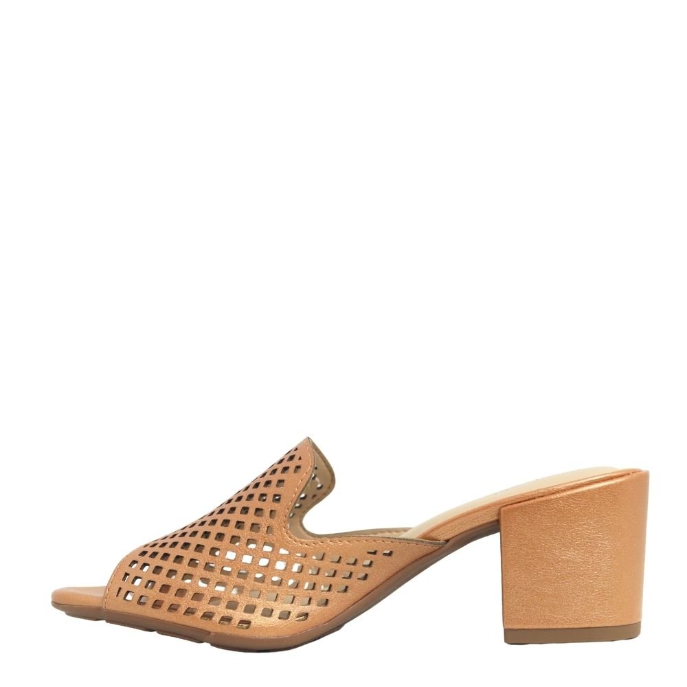 Tamanco Feminino Modare Salto Baixo Grosso Conforto 7109.475 Dourado 3