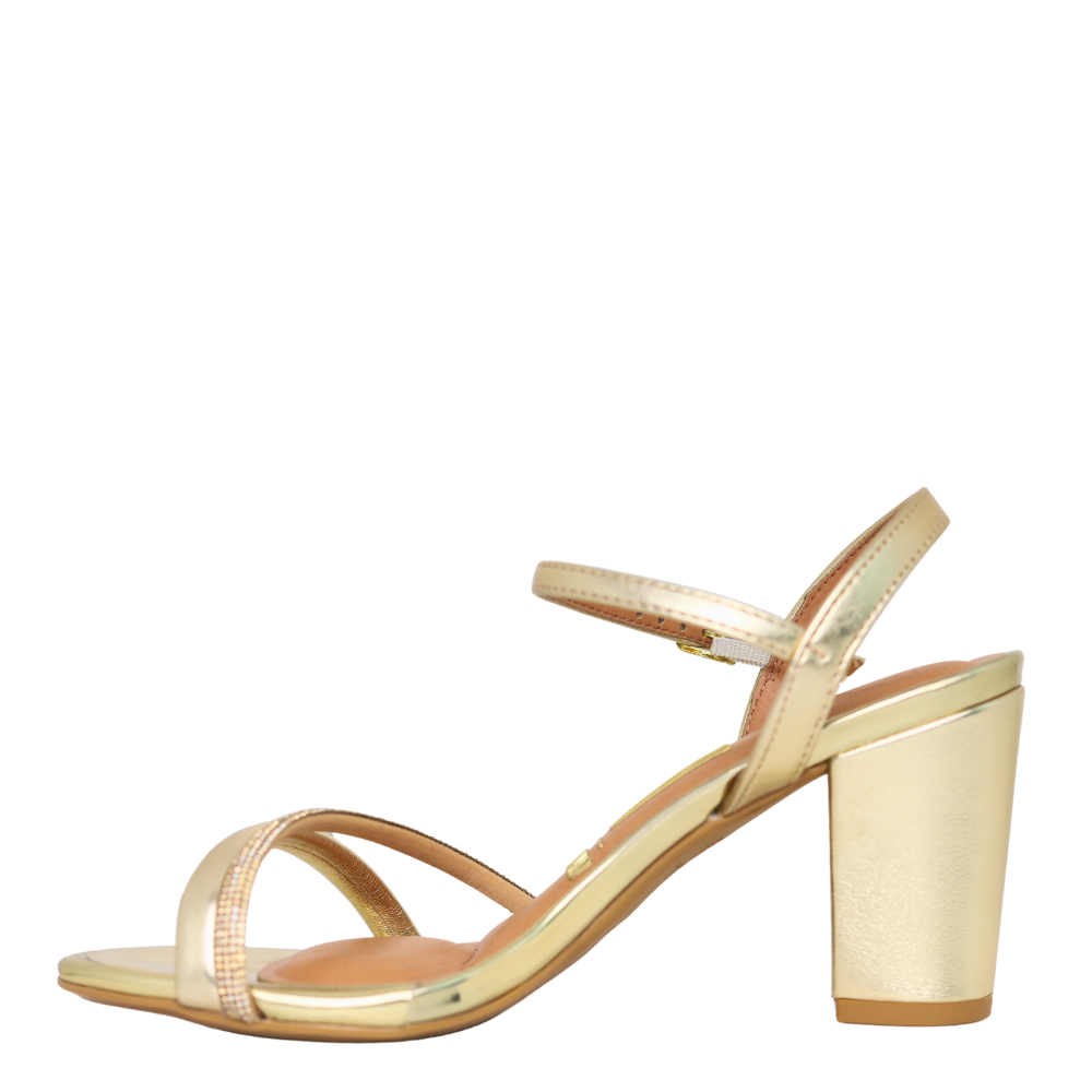 Sandália Feminina Salto Grosso Strass Vizzano 6262.1034 Dourado 3