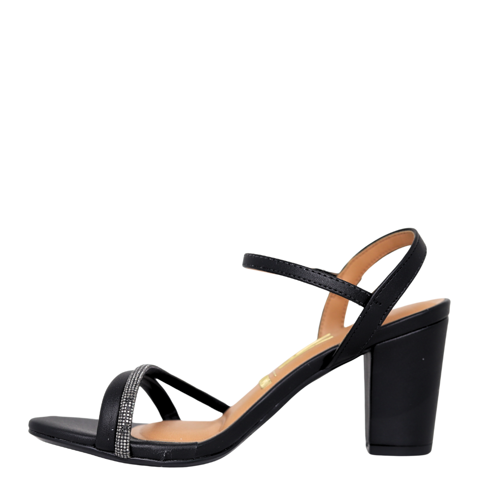 Sandália Feminina Salto Grosso Strass Vizzano 6262.1034 Preto 3