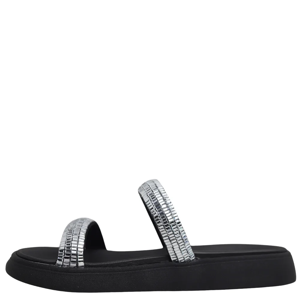 Chinelo Papete Feminino Casual Tiras Brilho Moleca 5469.142 Preto 3