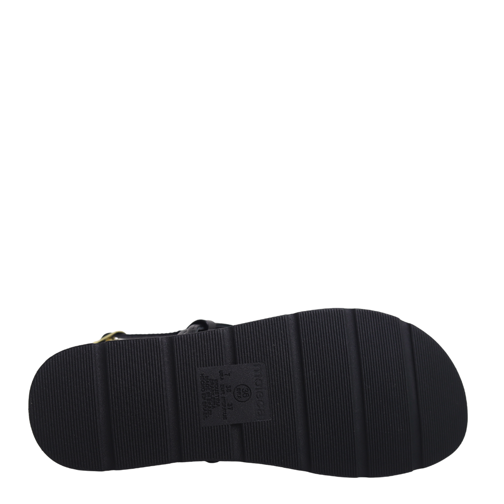 Sandália Flatform Detalhe Dourado Feminino Moleca 5490.122 Preto 5